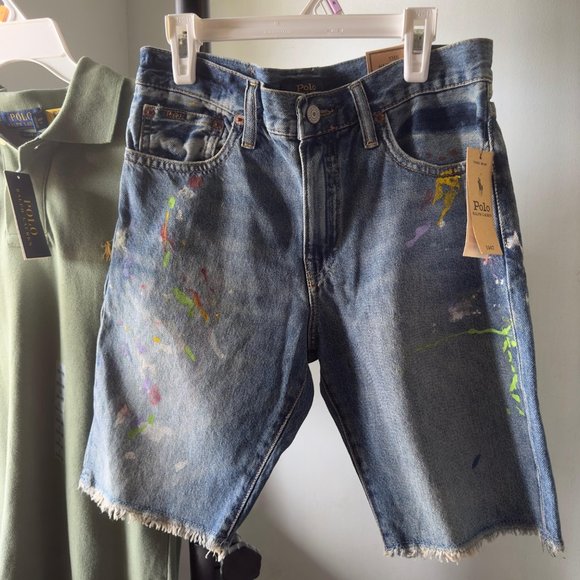 NWT POLO RALPH LAUREN BIG BOYS 14-16 LOT POLO SHIRT + jean SHORTS YOUTH - Picture 4 of 8